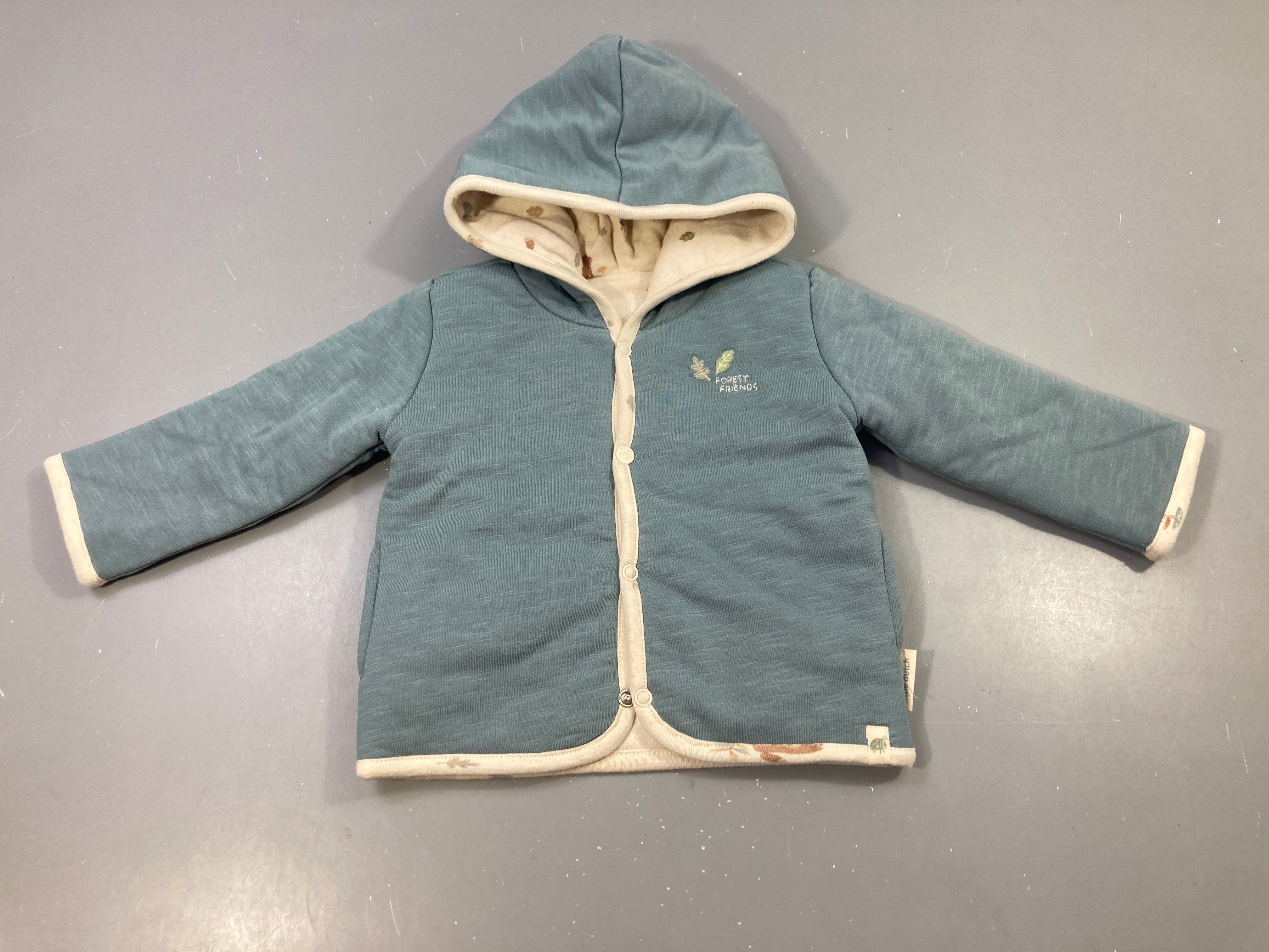 Gilet réversible ouatiné à capuche bleu/beige Forest Friends Little Dutch