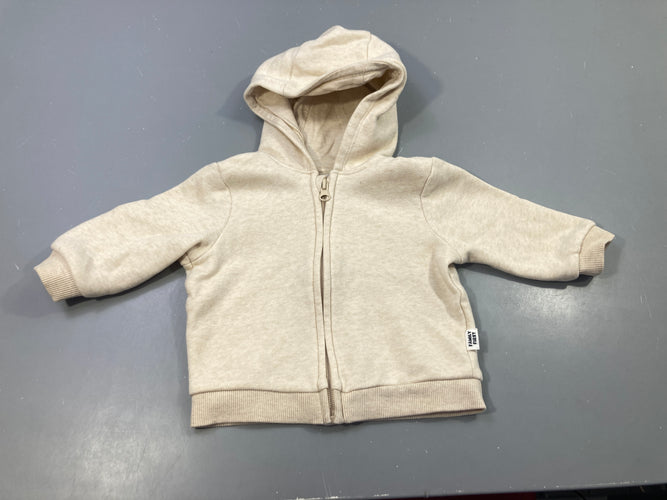 Sweat zippé beige capuche chiné, moins cher chez Petit Kiwi