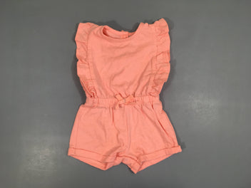 Combishort jersey saumon néon froufrous