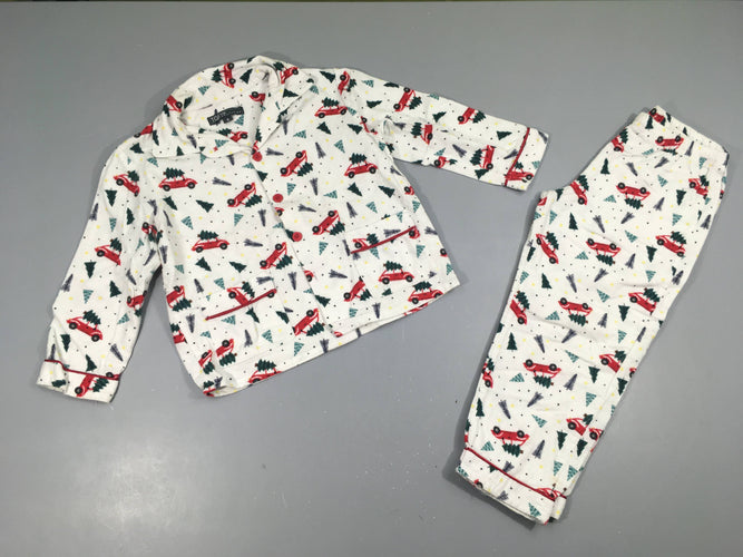 Pyjama 2 pcs flanelle blanc autos sapins, Noël, moins cher chez Petit Kiwi
