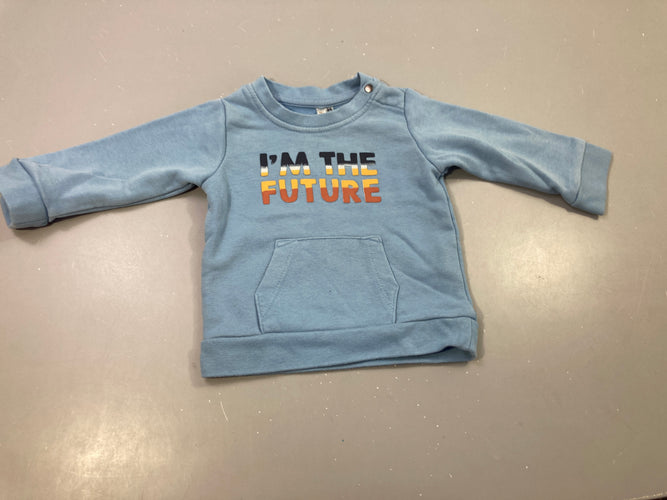 Sweat bleu I'm the future poche, moins cher chez Petit Kiwi