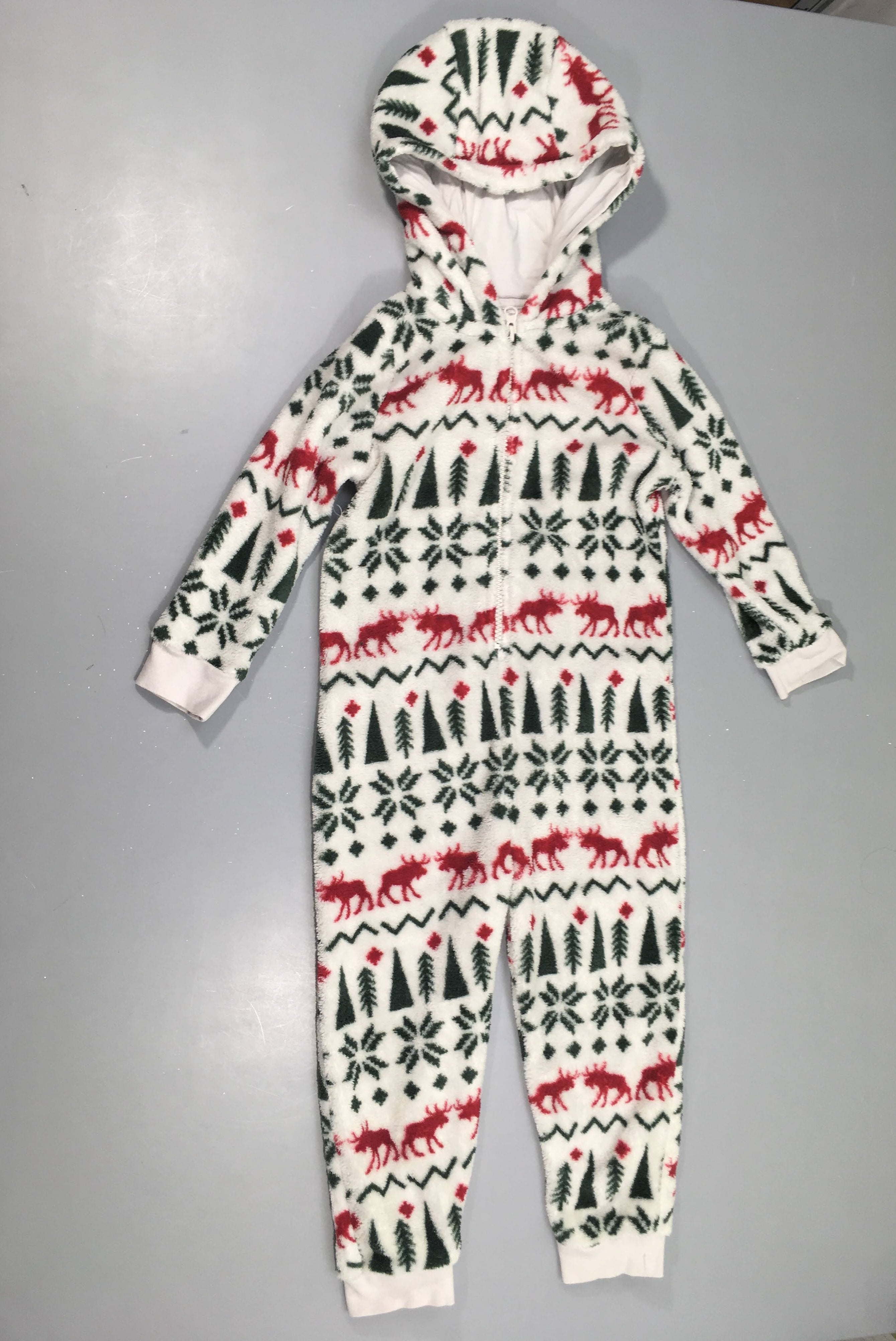 Surpyjama velours blanc Noël à capuche