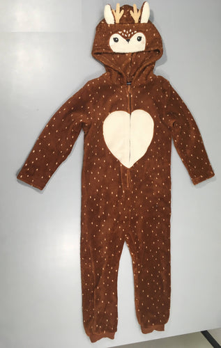 Surpyjama velours brun animal à capuche, moins cher chez Petit Kiwi