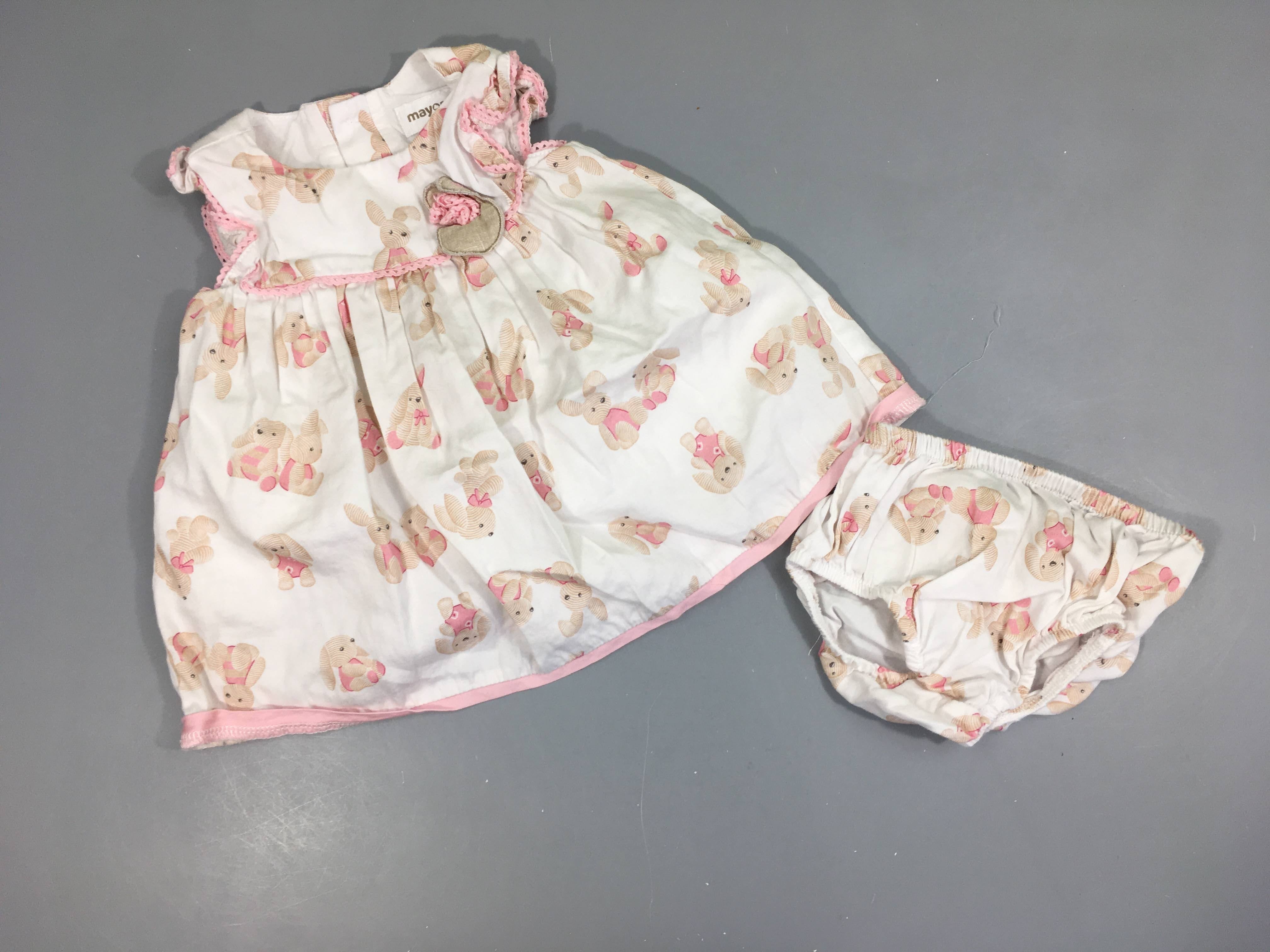 Robe s.m blanche lapins + bloomer