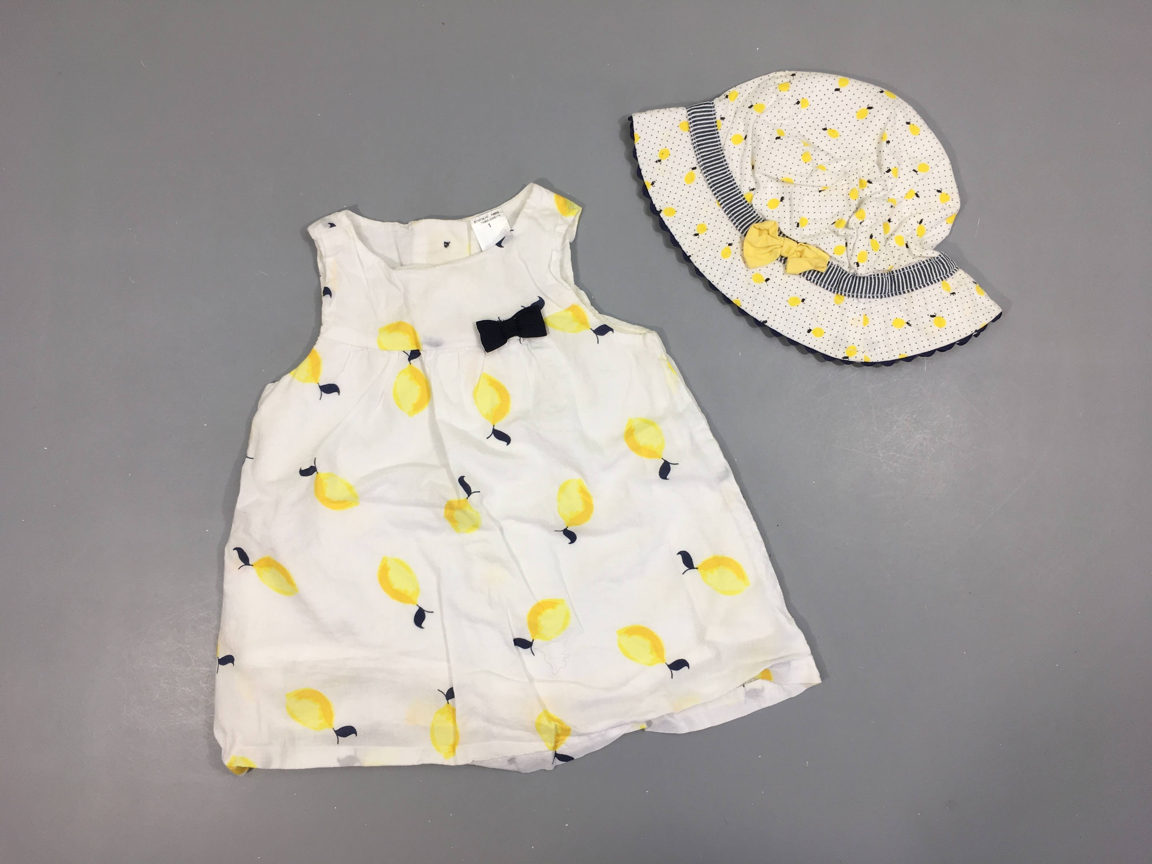 Robe s.m blanche citrons + chapeaux