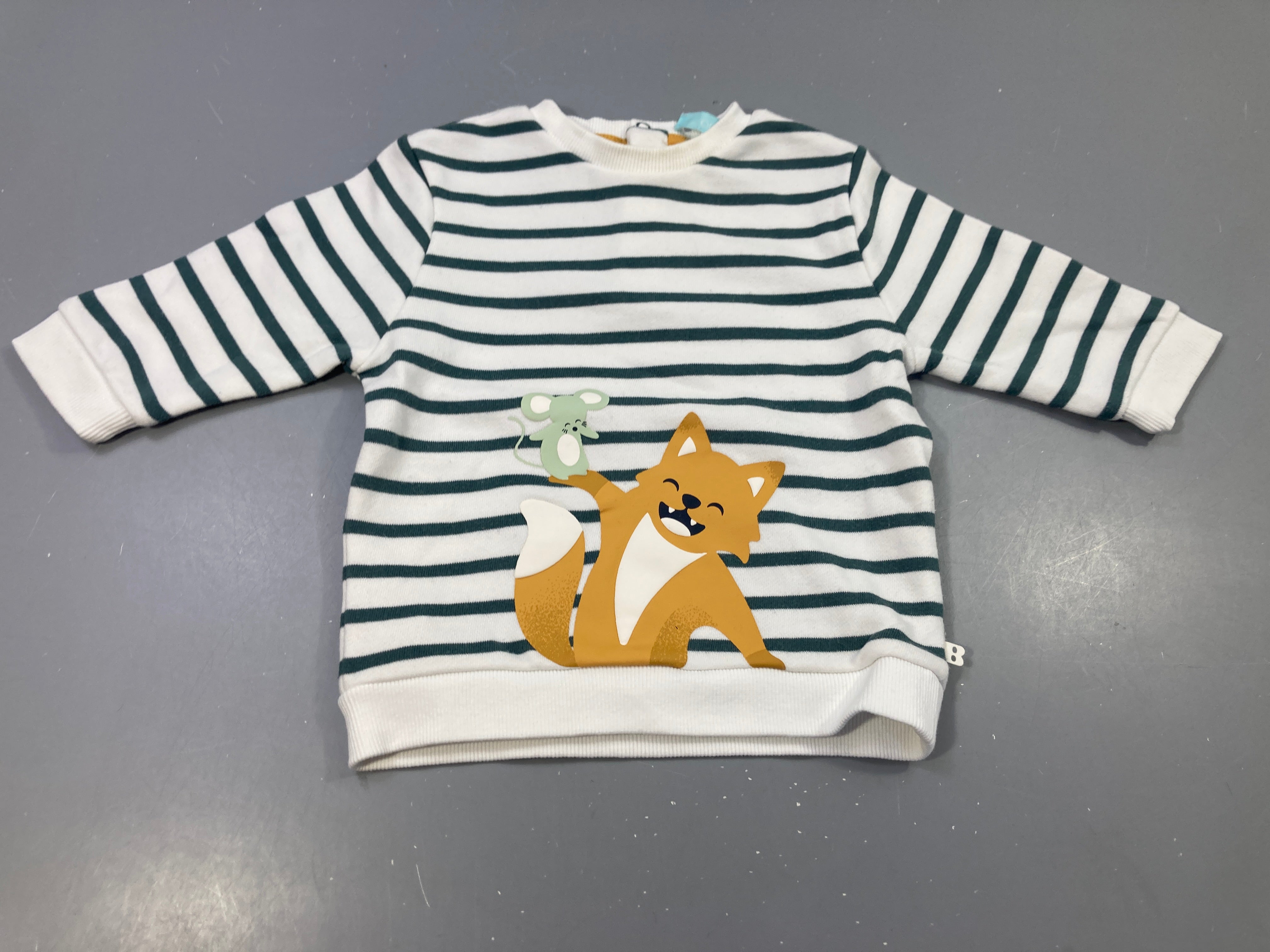 Sweat rayé blanc/vert renard souris