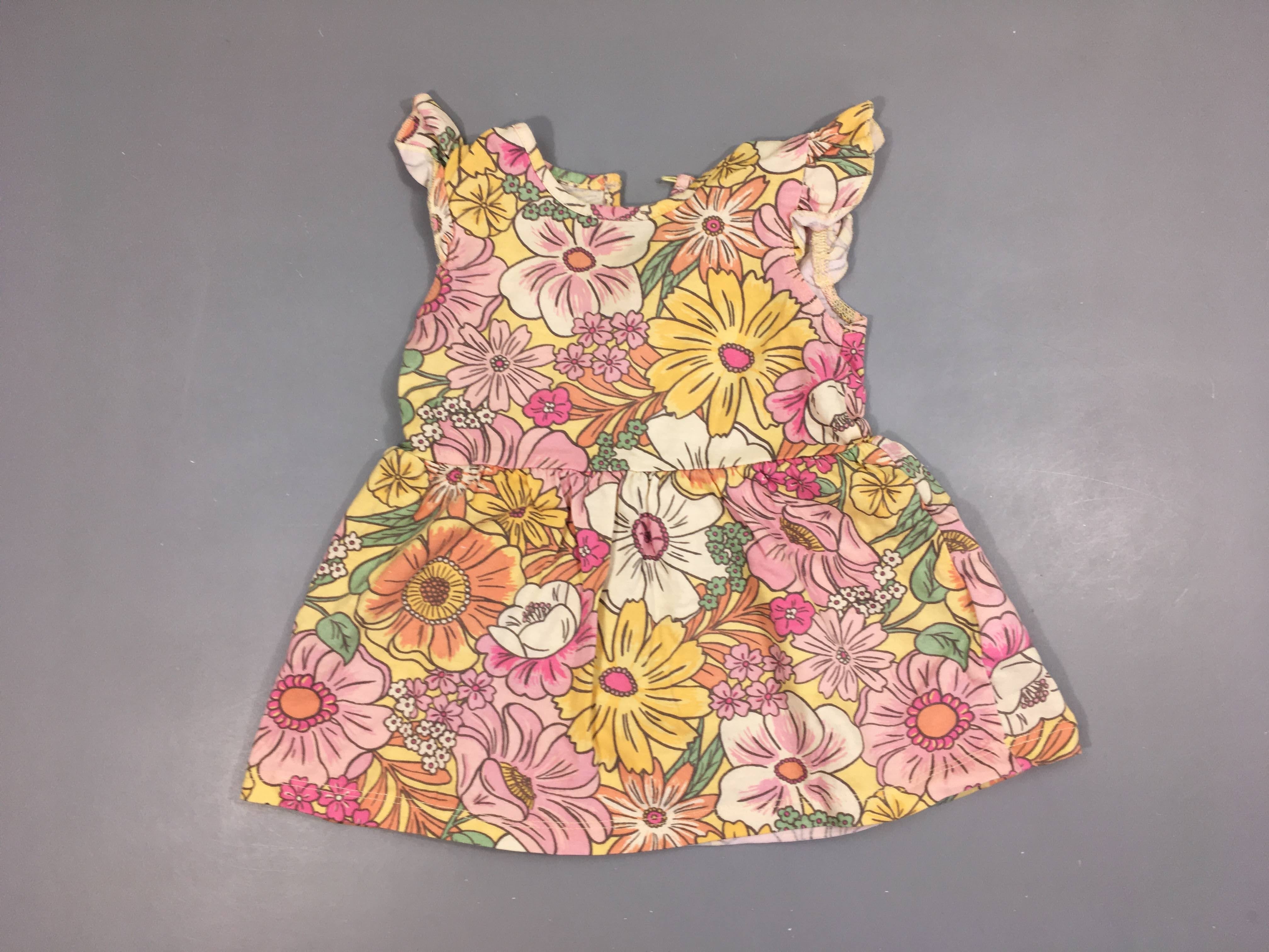 Robe m.c jersey jaune fleurs