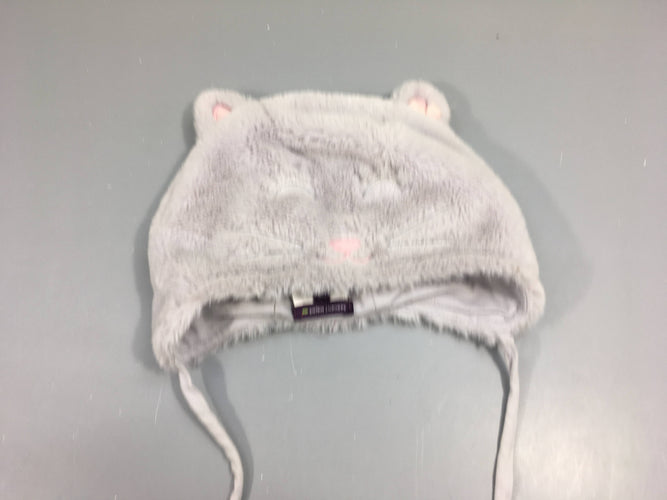 Bonnet velours gris clair chat, TU, moins cher chez Petit Kiwi
