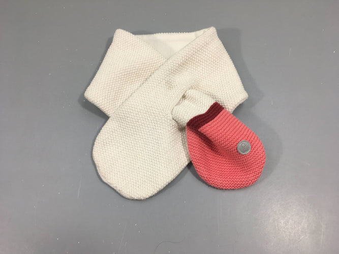 Echarpe coton doublée polar blanc et rose, moins cher chez Petit Kiwi