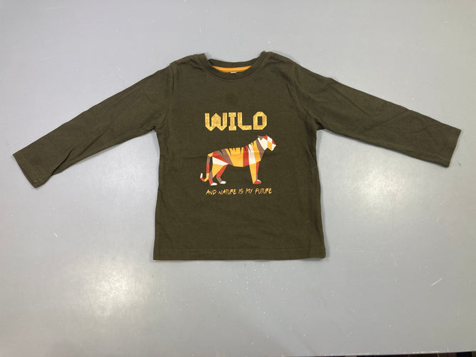 T-shirt m.l kaki foncé Wild, légèrement bouloché, moins cher chez Petit Kiwi
