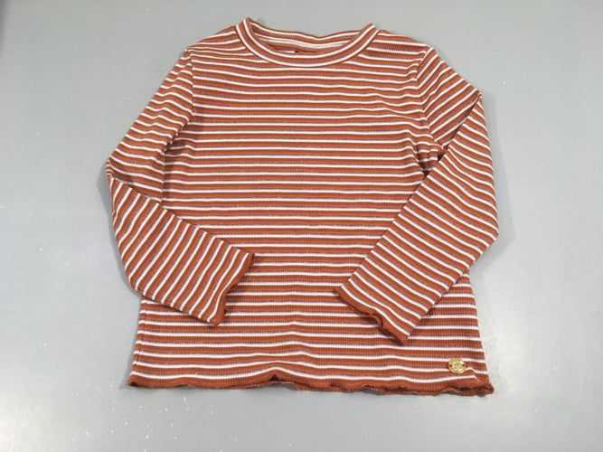 T-shirt m.l rayé terracotta blanc, moins cher chez Petit Kiwi