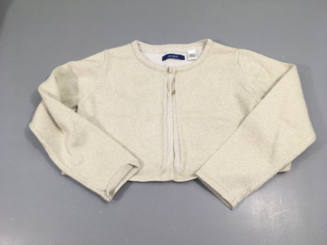 Gilet blanc cassé lurex doré, moins cher chez Petit Kiwi