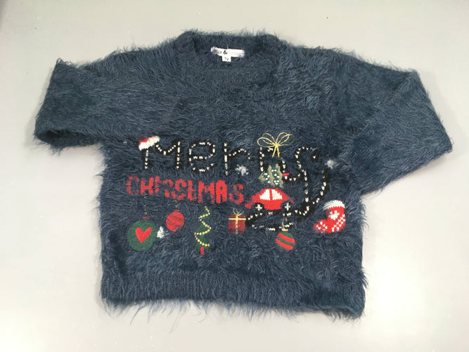 Pull de noel bleu poils longs, moins cher chez Petit Kiwi