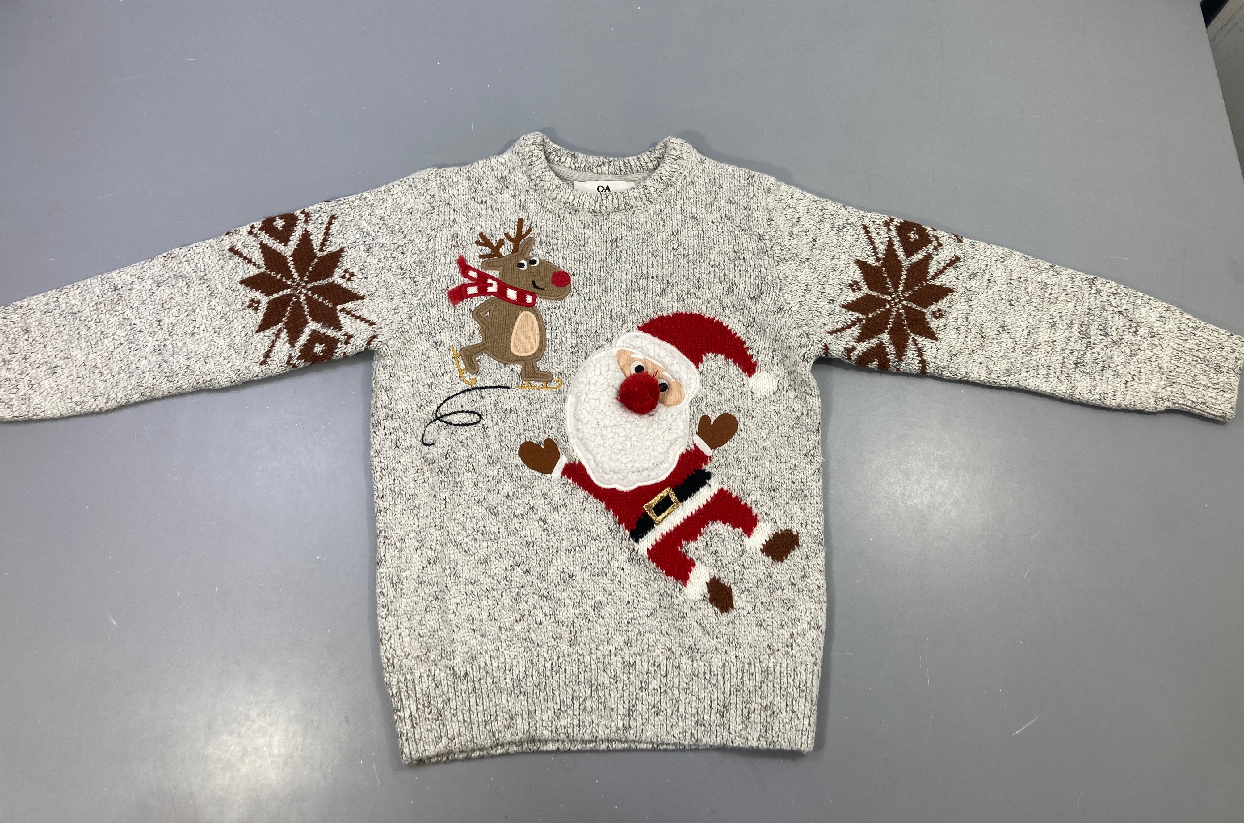 Pull de Noël gris clair chiné renne