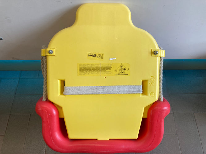 Siège balançoire jaune-rouge évolutif avec ou sans dossier, moins cher chez Petit Kiwi