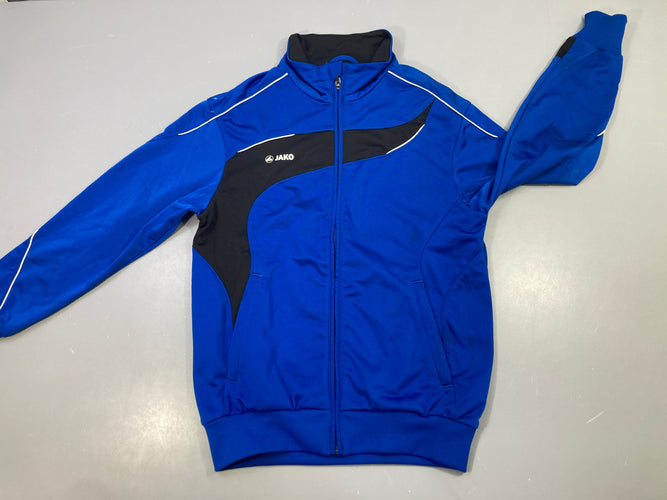 Gilet zippé survetement sport bleu/noir jako, légèrement bouloché, moins cher chez Petit Kiwi