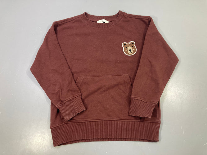 Sweat bordeaux ours, petit accroc à l'avant, moins cher chez Petit Kiwi