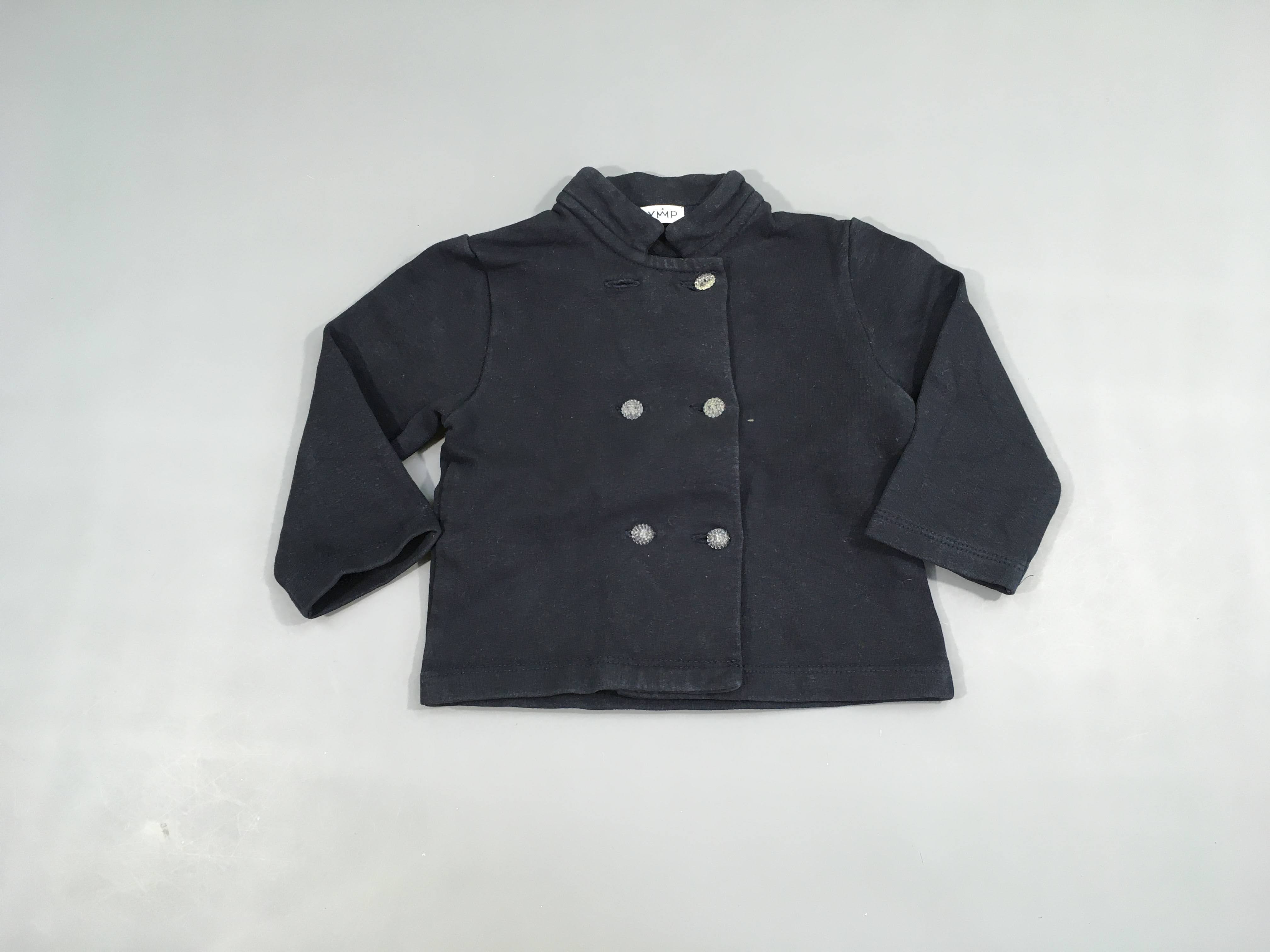 Sweat boutonné bleu marine molleton boutons strass