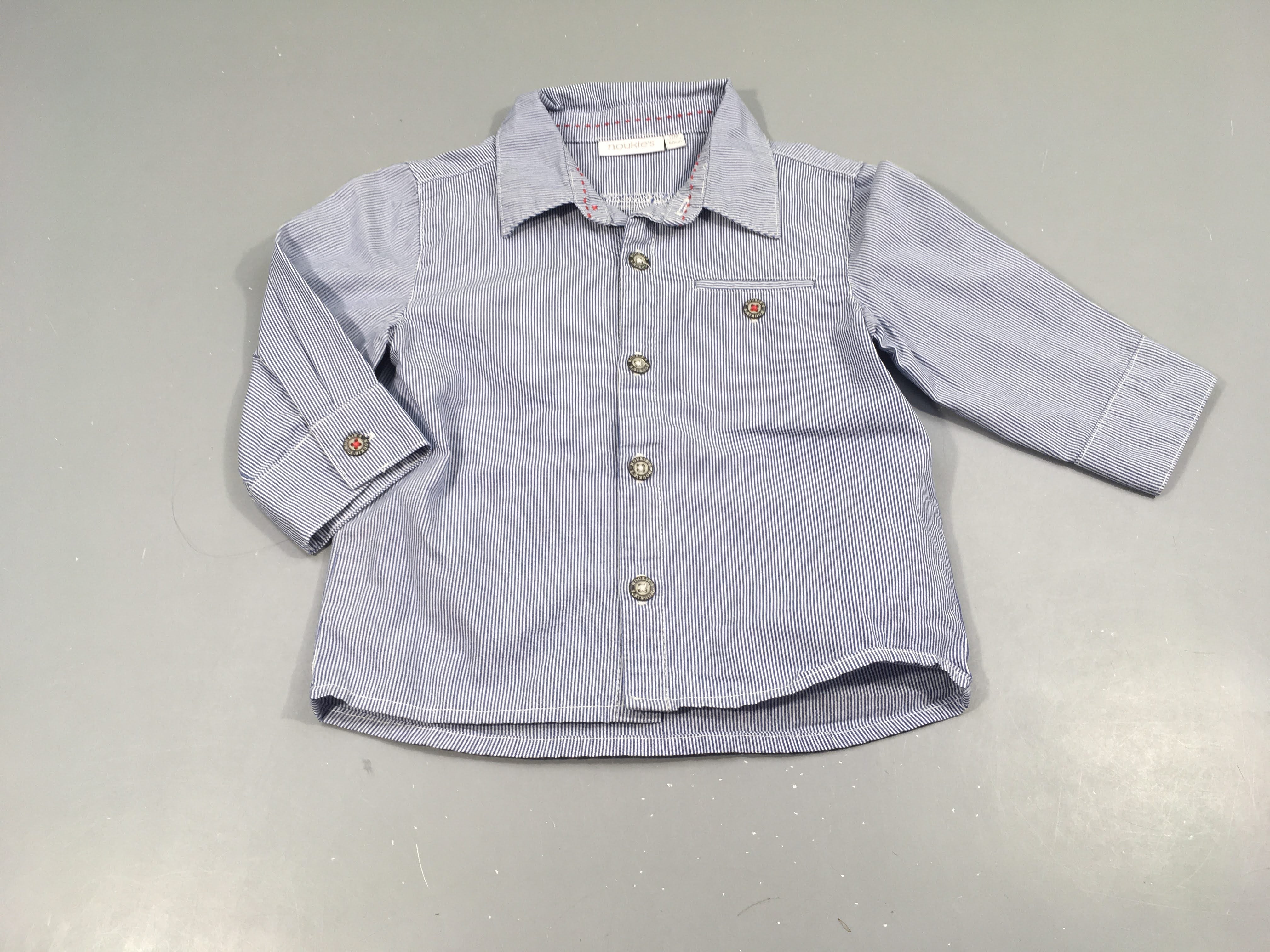 Chemise m.l blanche lignée bleu