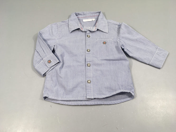 Chemise m.l blanche lignée bleu, moins cher chez Petit Kiwi