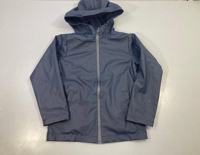 Veste cirée zippée bleu foncé à capuche, moins cher chez Petit Kiwi