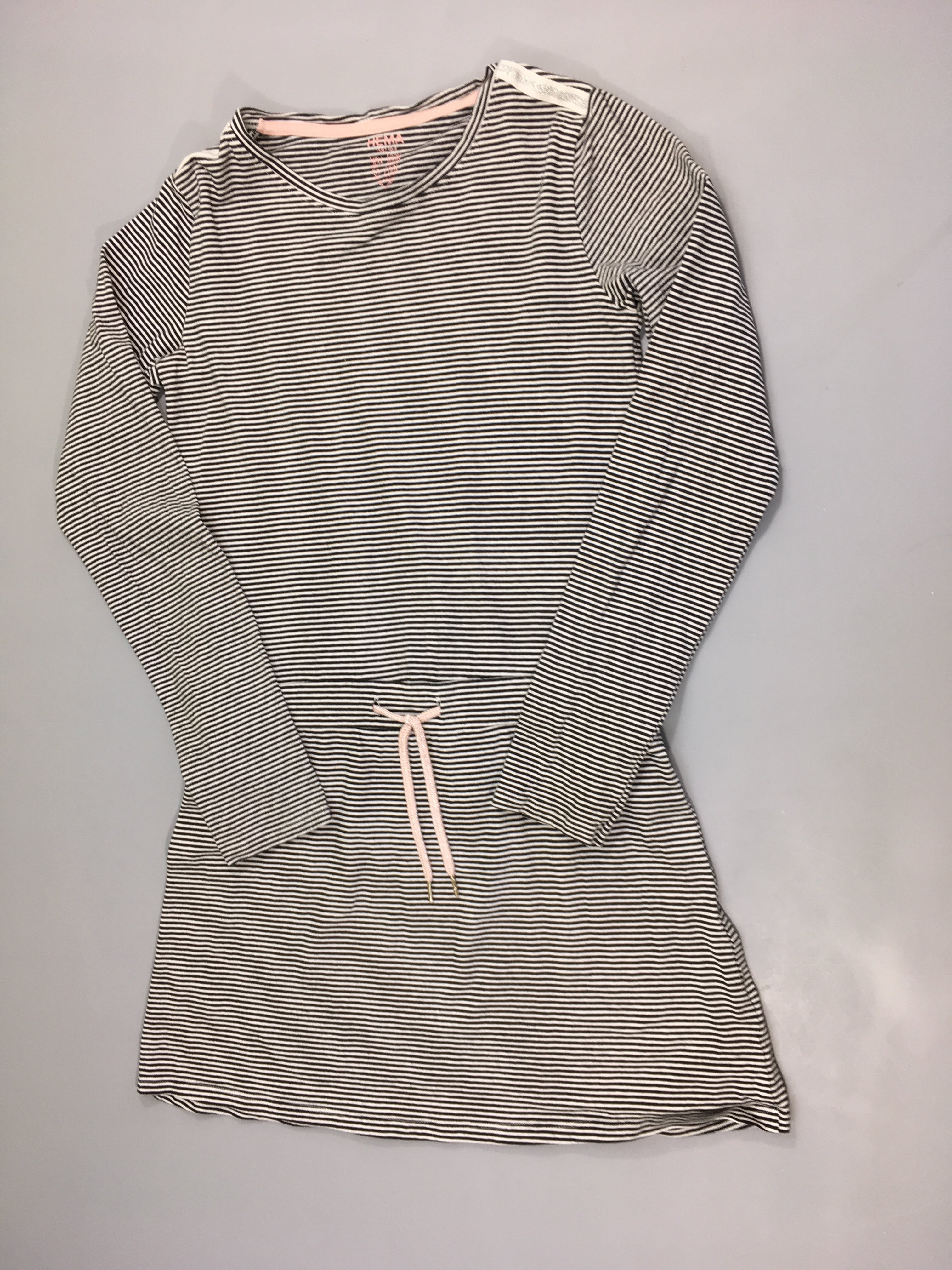 Robe m.l jersey blanc rayé noir