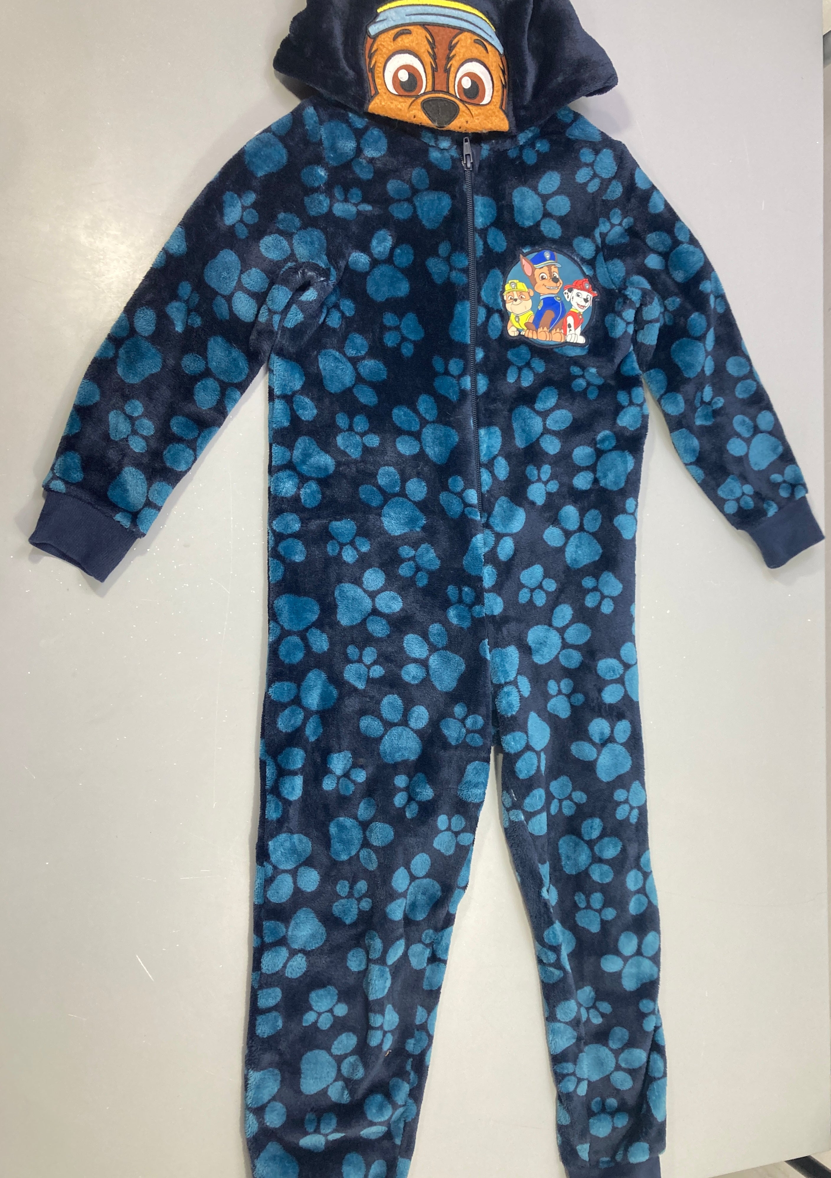 Combinaison velours zippée bleue à capuche Pat'patrouille