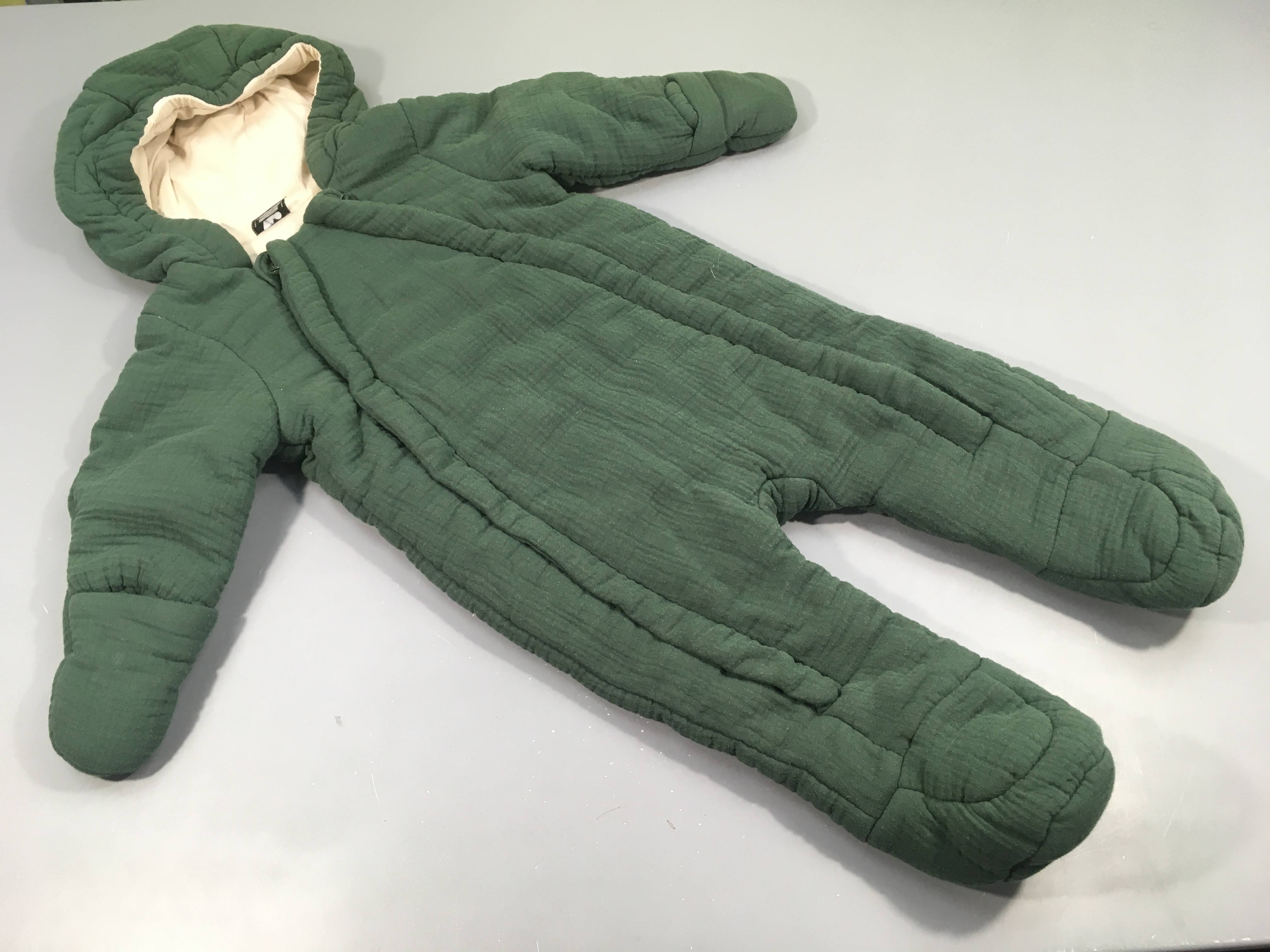 Combi pilote zippée à capuche gaz de coton vert