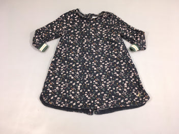 Robe m.l jersey bleu foncé fleuri
