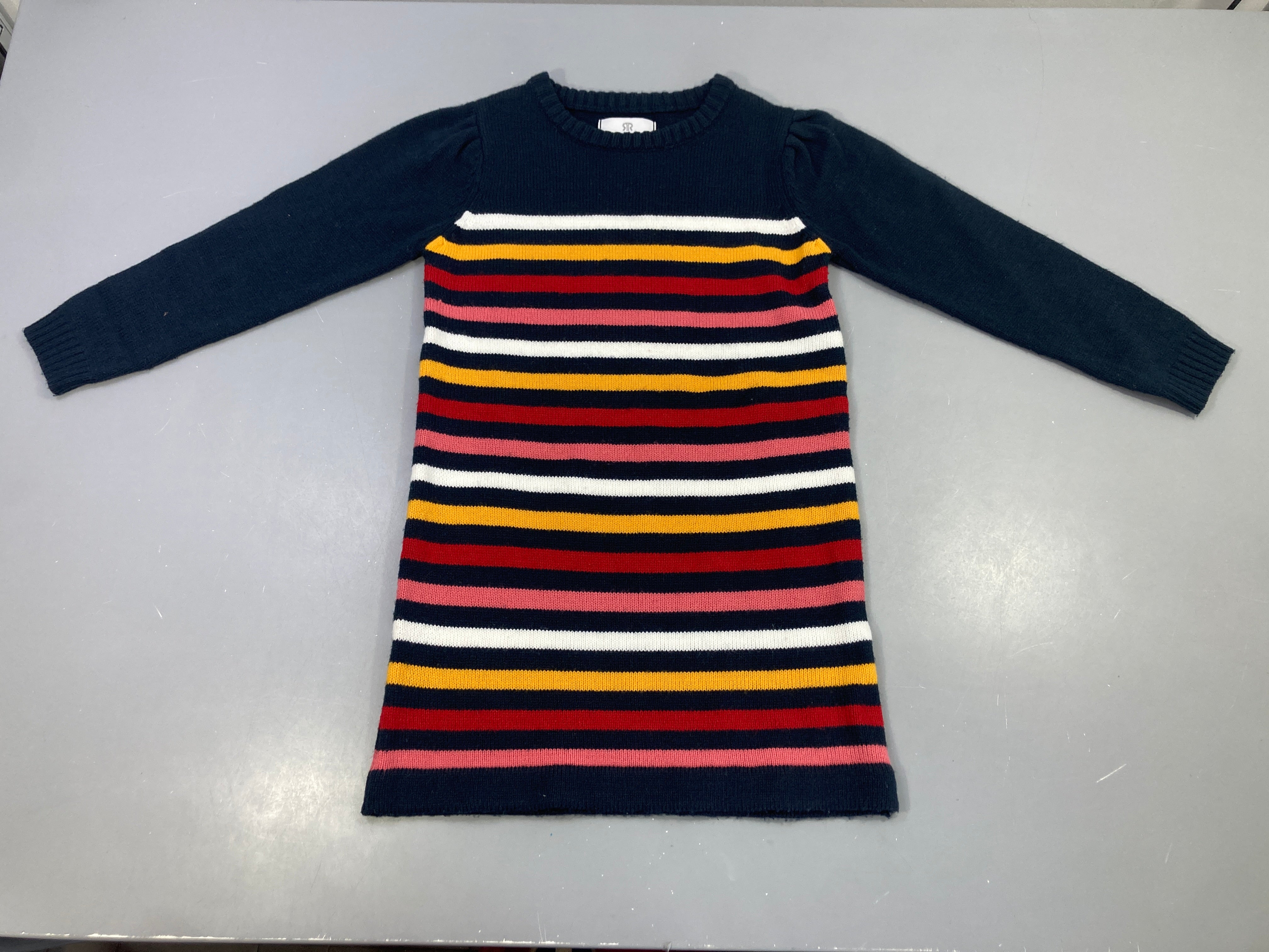 Robe pull ml marine rayures multicolores