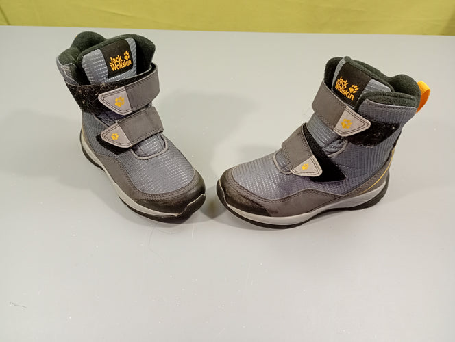 Bottines de randonnées Jack Wolfskin  à velcro gris et jaune  -28, moins cher chez Petit Kiwi