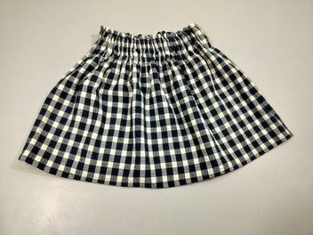 Jupe à carreaux blanc et bleu marine, taille élastique