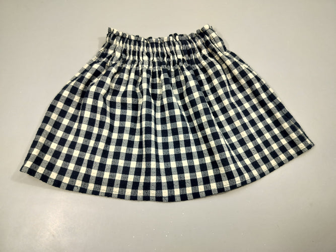 Jupe à carreaux blanc et bleu marine, taille élastique, moins cher chez Petit Kiwi