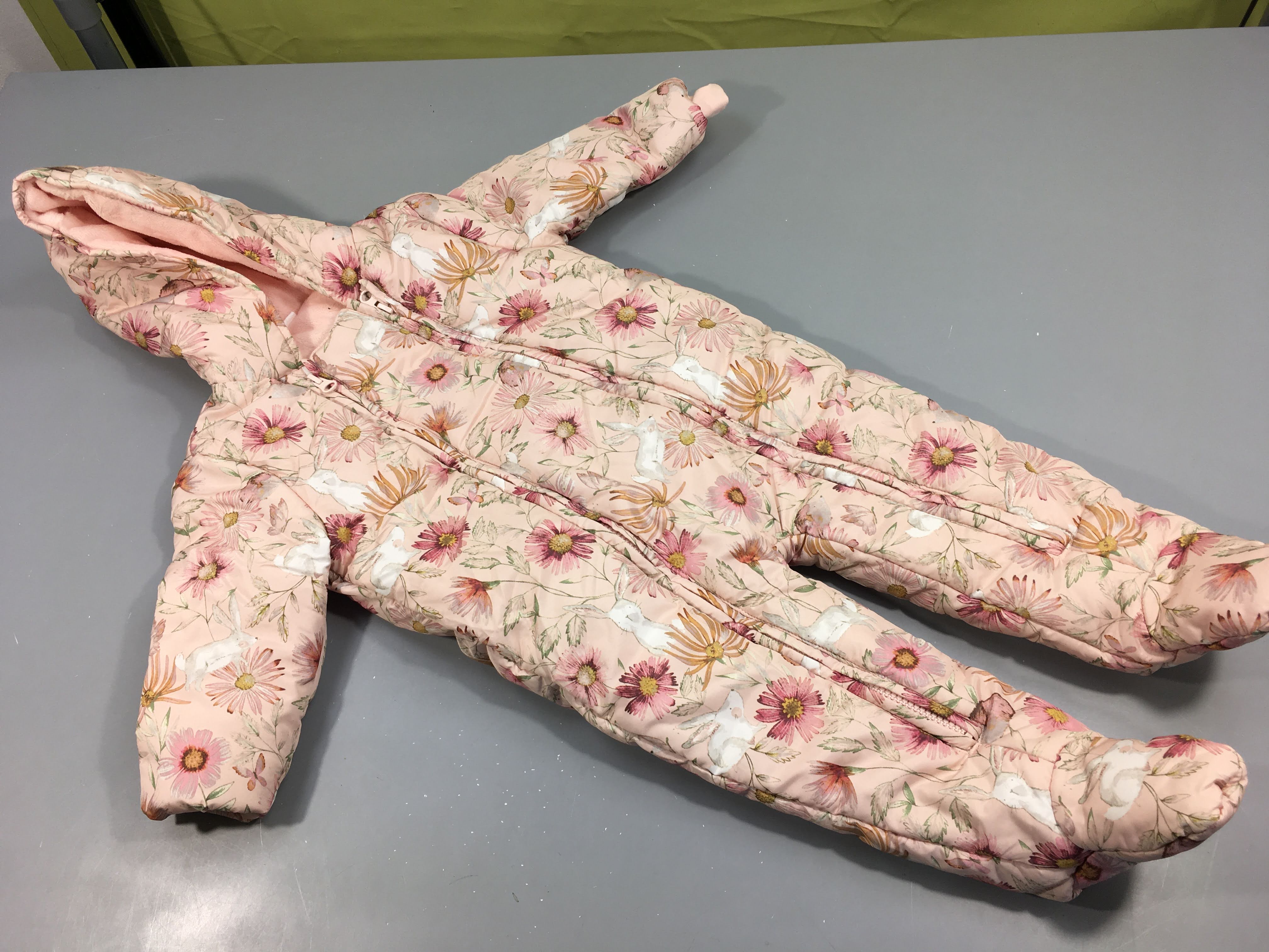 Combi pilote rose à fleurs, intérieur velours