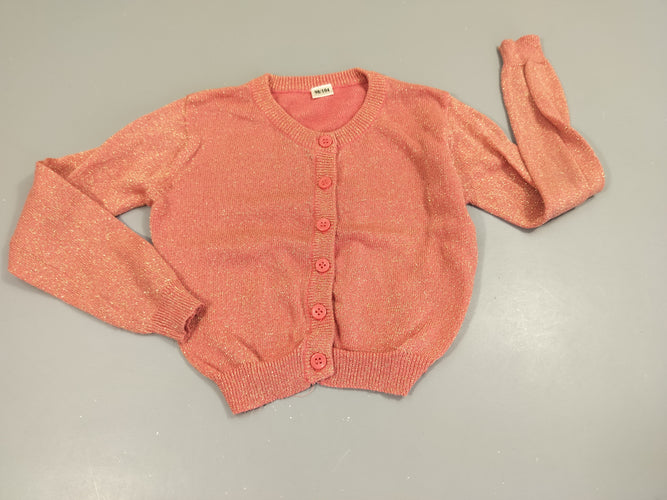 Gilet rose, pailleté doré, moins cher chez Petit Kiwi