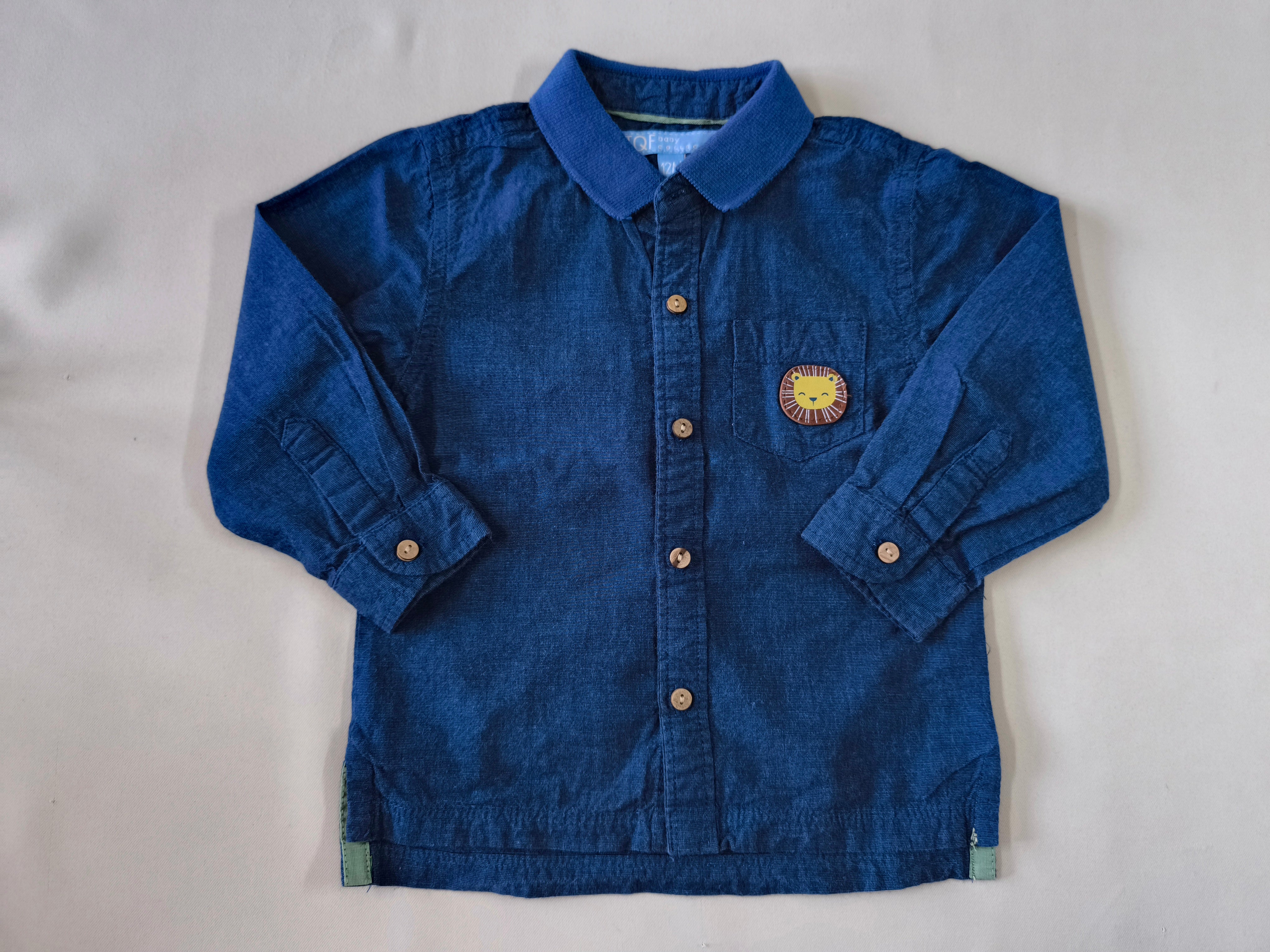 Chemise m.l bleue boutons en bois