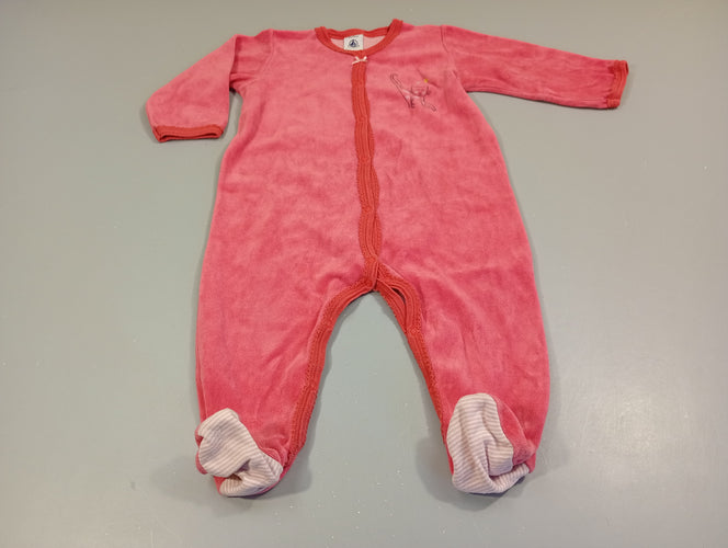 Pyjama velours rose , chat, moins cher chez Petit Kiwi