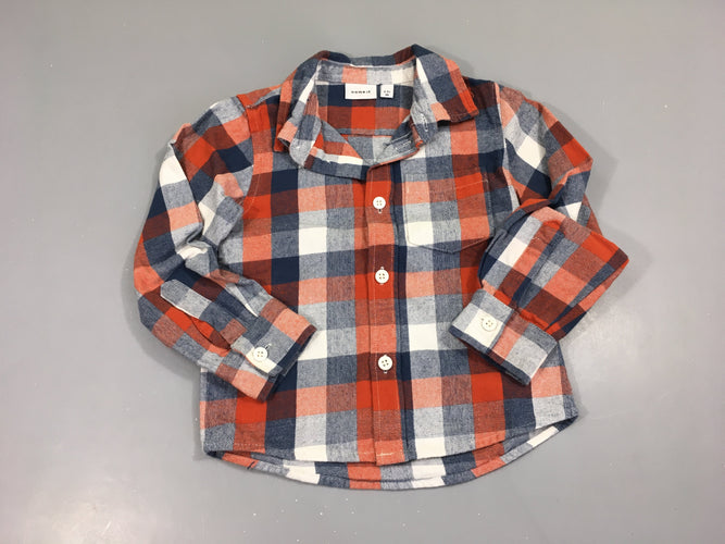 Chemise m.l flanelle carreaux rouge/bleu/blanc, moins cher chez Petit Kiwi
