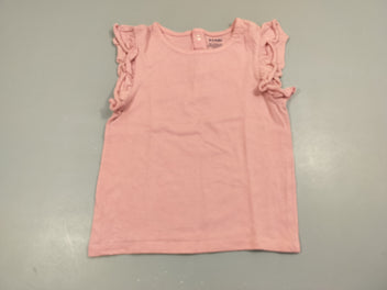 T-shirt m.c rose, volants sur le côté 100% coton