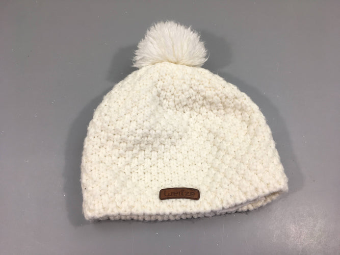 Bonnet tricot blanc, pompon " Wed'ze", moins cher chez Petit Kiwi