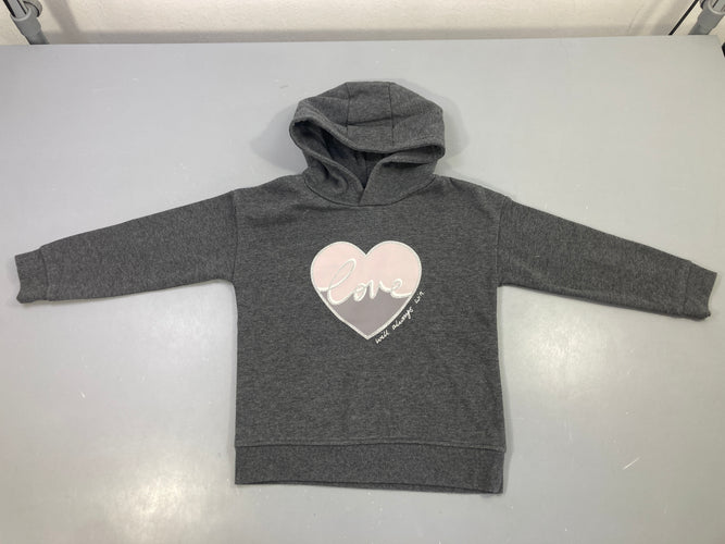 Sweat capuche gris Love will always win coeur, moins cher chez Petit Kiwi