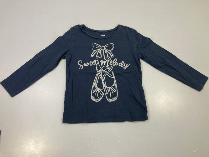 T-shirt ml marine Sweet Melody ballerines, moins cher chez Petit Kiwi