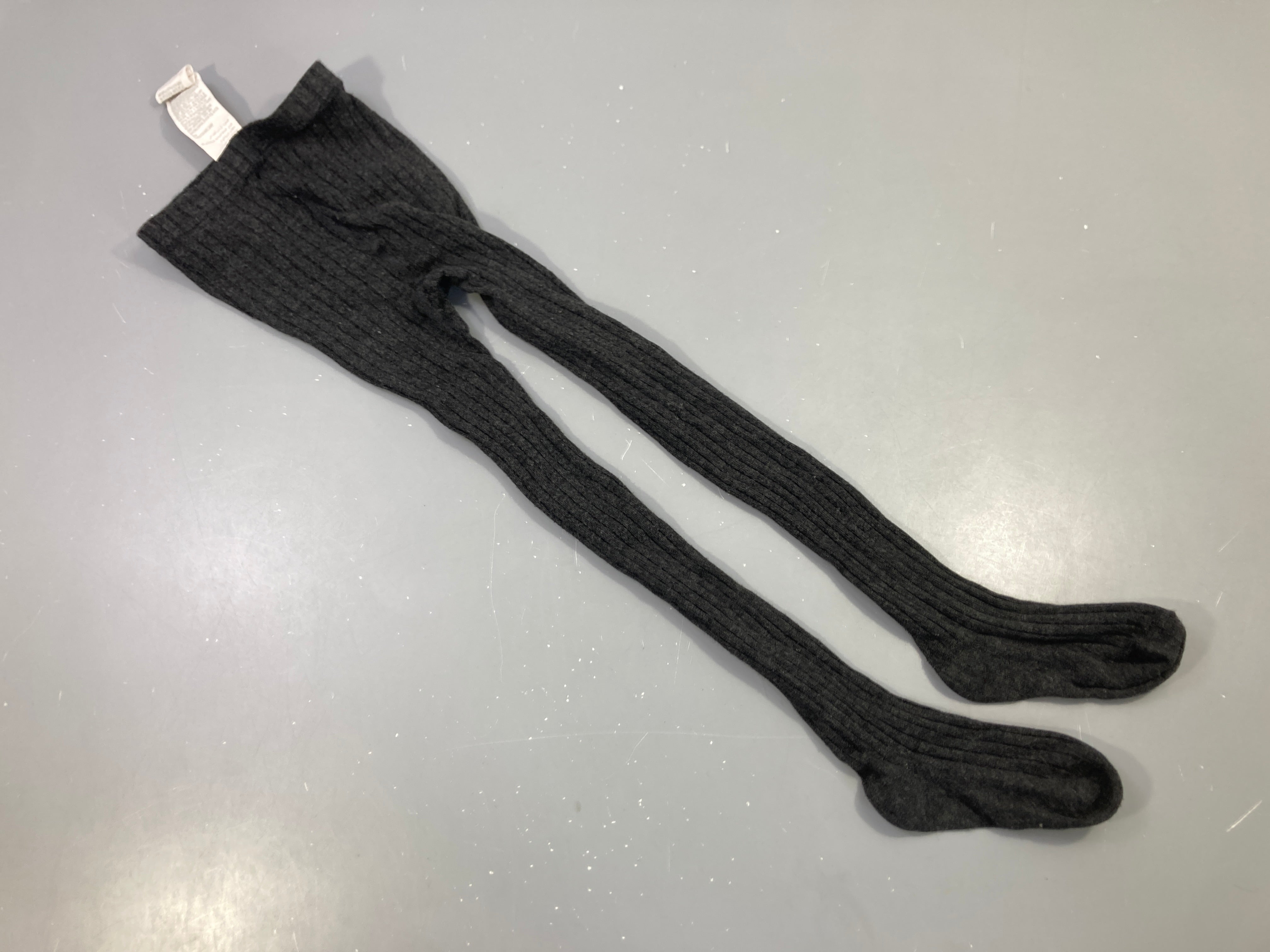Collants gris anthracite côtelés, 27-30