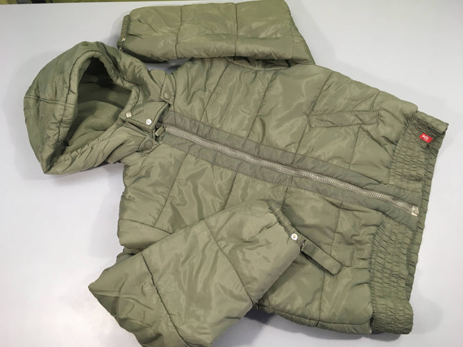 Veste  vert clair zipée à capuche ammovible  , intérieur polar "edc by esprit", petite tache et quelques acco, moins cher chez Petit Kiwi