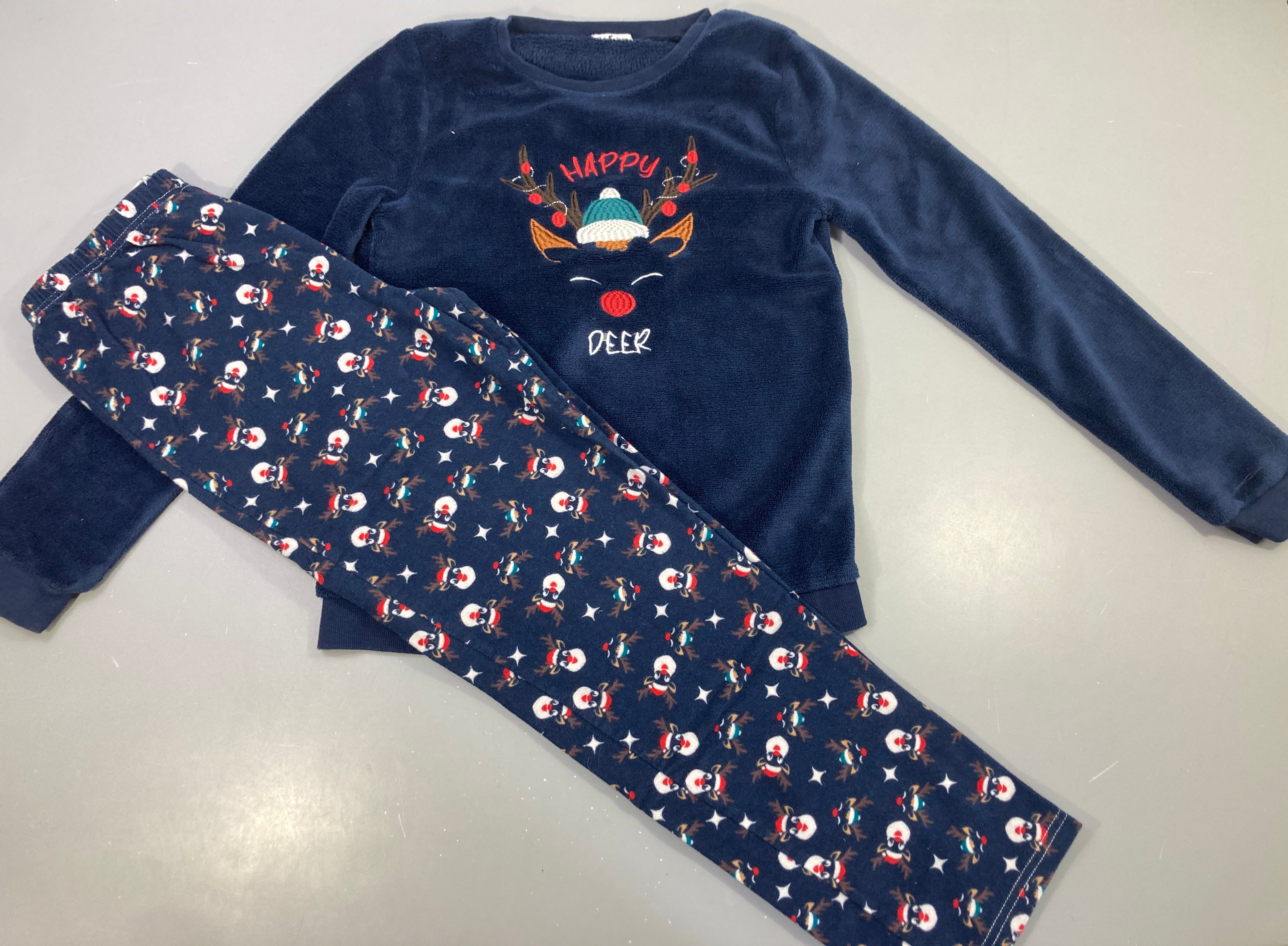 Pyjama 2pcs velours bleu foncé de noël