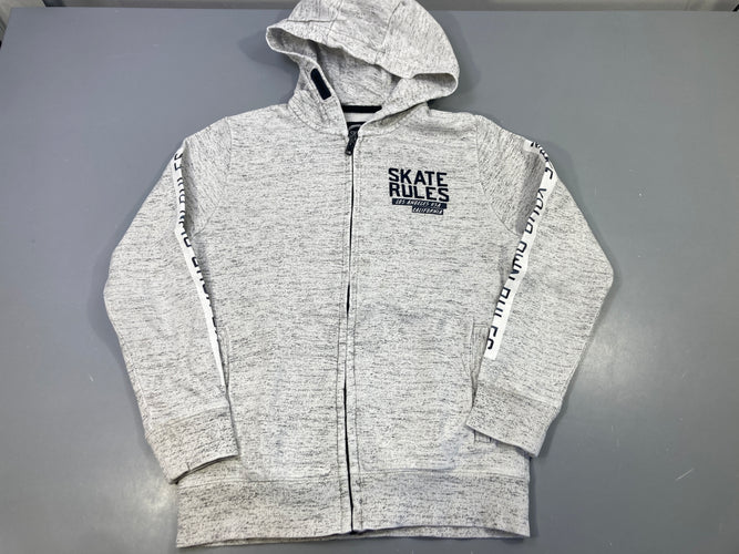 Sweat zippé à capuche gris chiné Skate Rules, moins cher chez Petit Kiwi