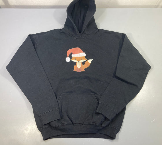 Sweat à capuche noir renard de noël-Bouloché, moins cher chez Petit Kiwi