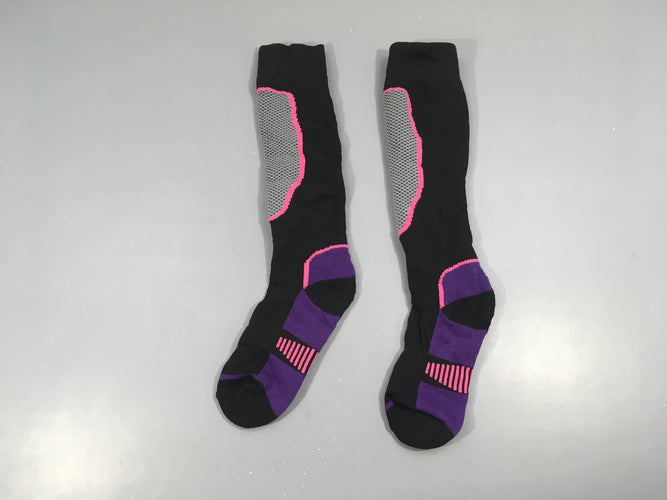 Chaussettes de ski noir-rose, moins cher chez Petit Kiwi