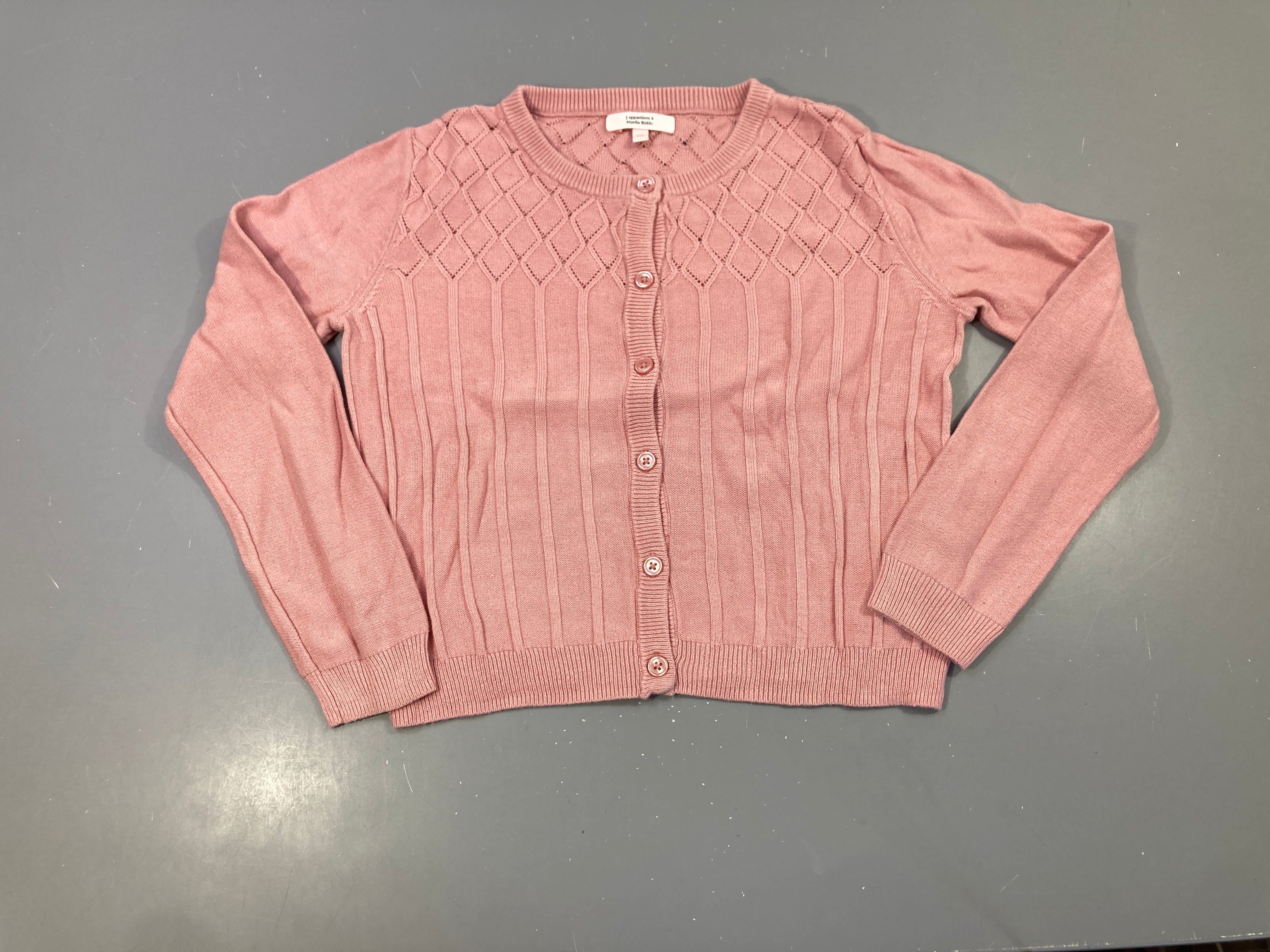 Gilet rose pâle losange texturé