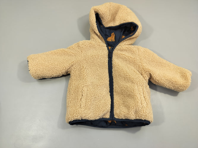 Veste réversible bleu marine ours bruns/ moutonné beige, moins cher chez Petit Kiwi